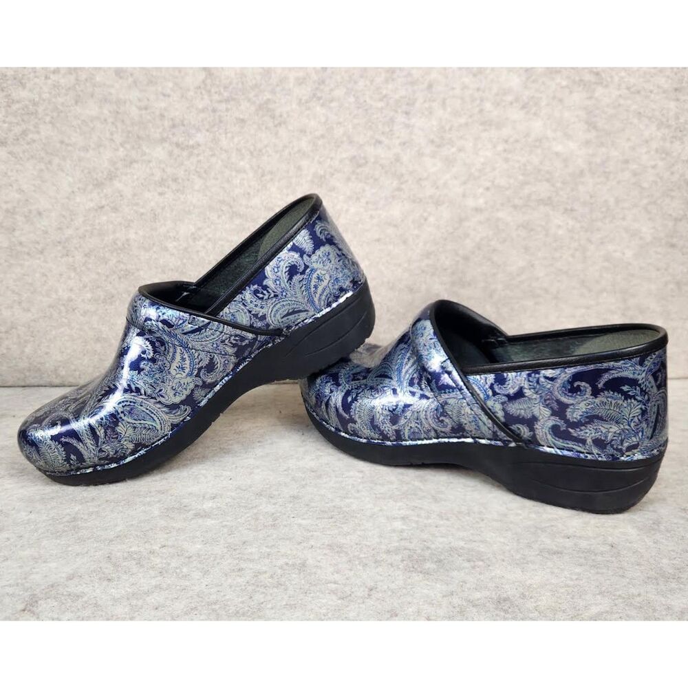 DANSKO Pro 20 Blue Paisley Gray Glossy XP 20 Women’s Clogs Size 42 US 11 - Picture 3 of 7